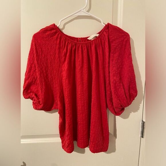 Textured Bell Sleeve Magenta Blouse - Picture 1 of 6